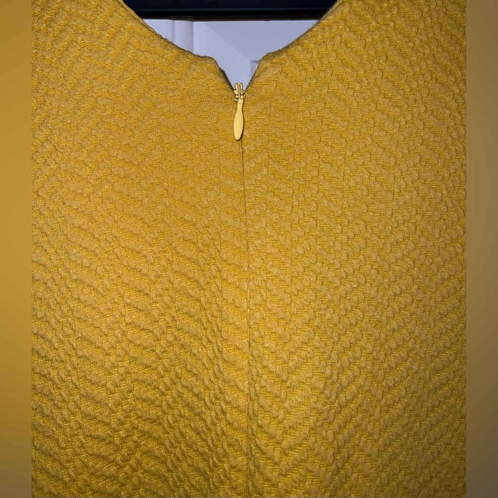 Banana Republic mustard yellow jacquard knit fit and flare dress Size 14 - Picture 7 of 9